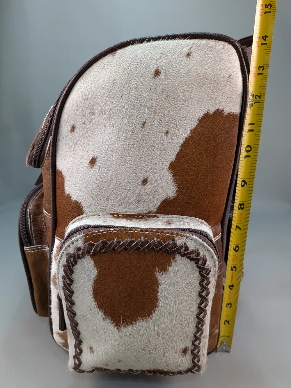 NWOT Western Leather Backpack Hair-On Hide Laptop Travel Diaper Turquoise Concho